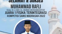 Muhammad rafli berhasil keluar sebagai Juara I Mata Pelajaran Fisika Terintegrasi, Aldo Nur Fuadi Juara III Kimia Terintegrasi, Arya Saputra Juara Harapan 1 Biologi Terintegrasi, Hanifah Takril Juara Harapan 3 Geografi Terintegrasi tingkat SMA/MA dan Tio Nur Rohman Sholeh Juara 3 IPS Terpadu Terintegrasi dan Alfian Fahmi Reza juara harapan 3 Matematika Terintegrasi.